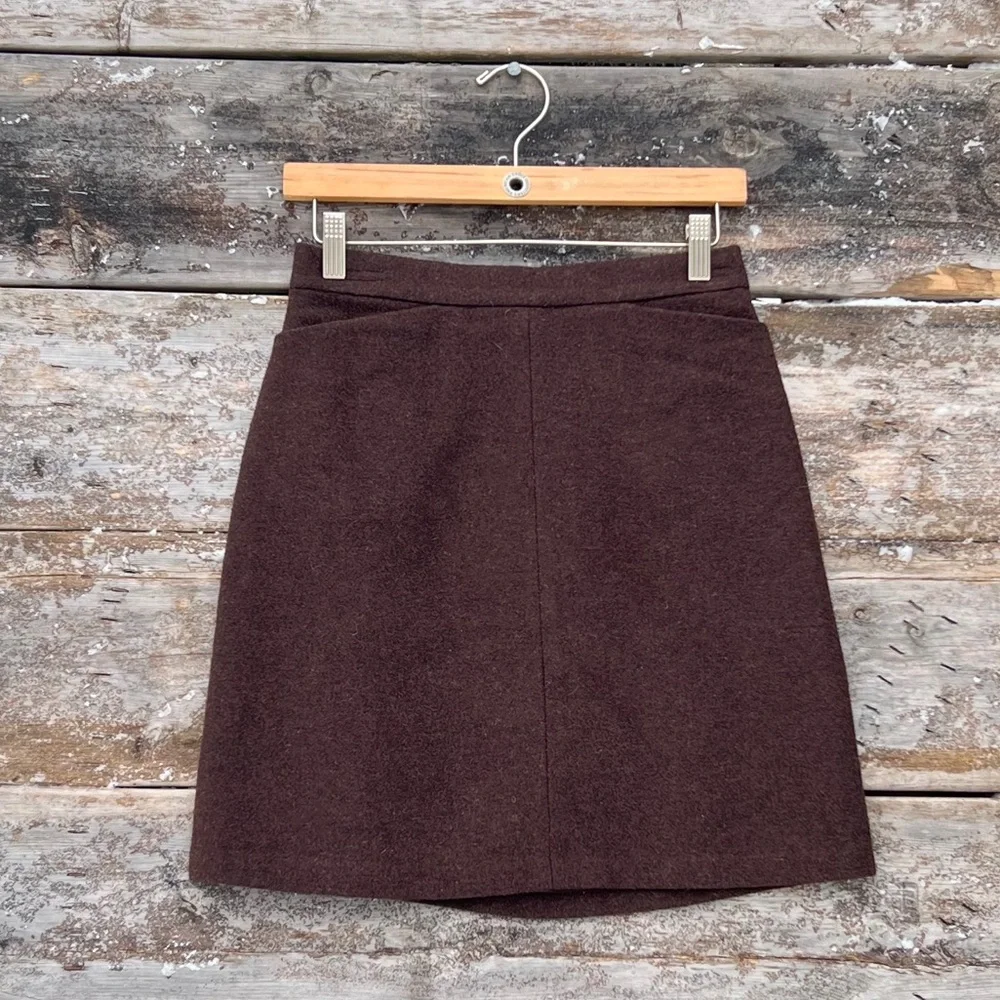 4 GAP Wool Blend Dark Brown Lined Mini Skirt Buttom Closure Women’s